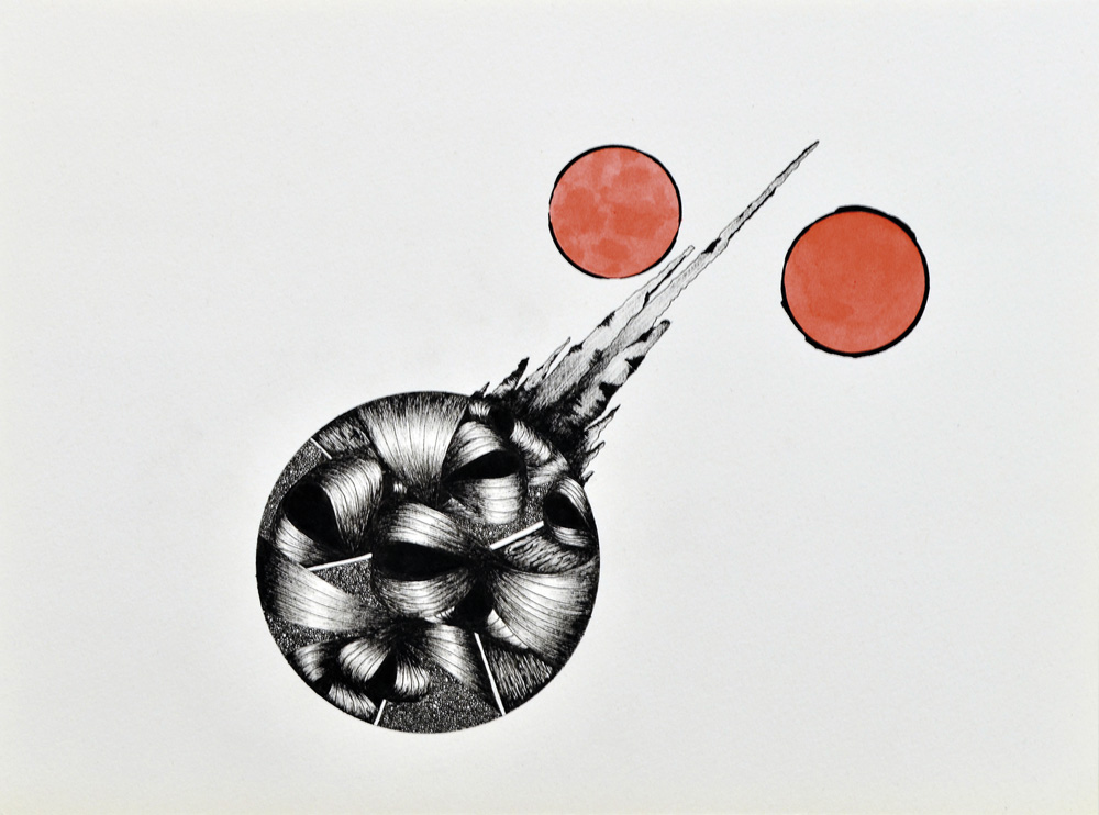 Jure Florjančič - Otherworld, disegno a china, cm 23x31